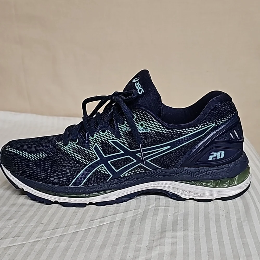 Asics Women's Navy and Aqua Running Sneakers